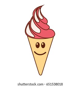 Delicious ice cream cone kawaii character