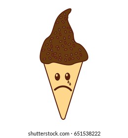 Delicious ice cream cone kawaii character