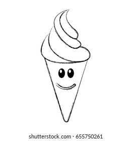 Delicious ice cream cone kawaii character