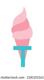 Delicious ice cream in cone semi flat color vector object. Sundae dessert. Full sized item on white. Summer cold snack simple cartoon style illustration for web graphic design and animation