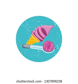 delicious ice cream in cone with spoon serving