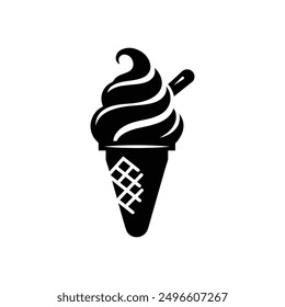Delicious Ice Cream Cone Vector Silhouette
