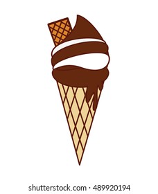 delicious ice cream cone vector illustration design