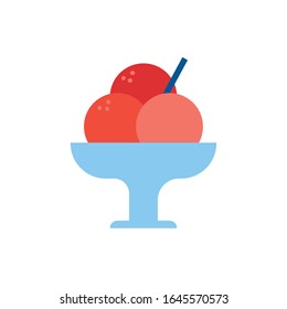 delicious ice cream in cup flat style vector illustration design