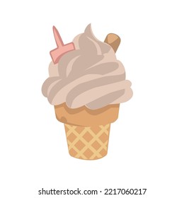 delicious ice cream cup illustration with beautiful topping