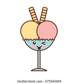 delicious ice cream cup kawaii character
