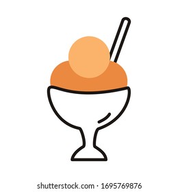 delicious ice cream in cup line and fill style vector illustration design