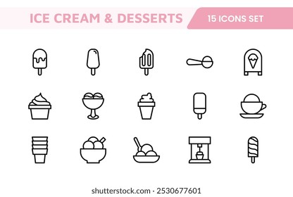 Delicious Ice Cream and Desserts Icons: A Sweet Collection for Menu Design, Recipe Apps, Bakery Projects, and Dessert Shops with Creative, Mouth-Watering Visuals