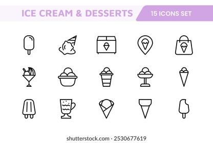 Delicious Ice Cream and Desserts Icons: A Sweet Collection for Menu Design, Recipe Apps, Bakery Projects, and Dessert Shops with Creative, Mouth-Watering Visuals