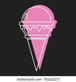 Delicious ice cream doodle icon vector illustration for design and web isolated on black background. Ice cream vector object for labels logos and advertising