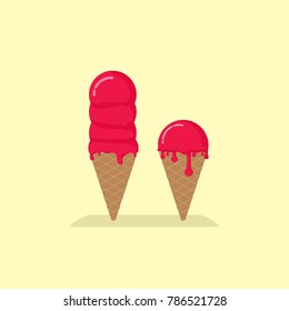 Delicious ice cream icon in flat design. Vector symbol illustration, stock design element.