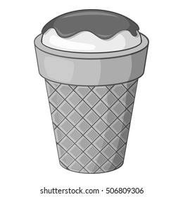 Delicious ice cream icon. Gray monochrome illustration of ice cream vector icon for web design