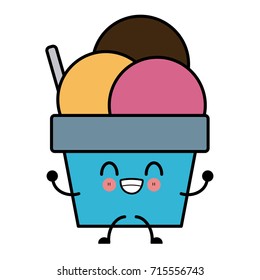 Delicious ice cream kawaii cartoon