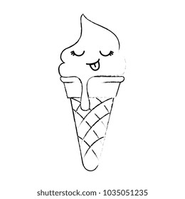 delicious ice cream kawaii character