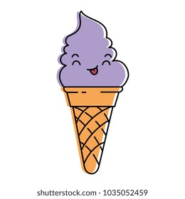 delicious ice cream kawaii character