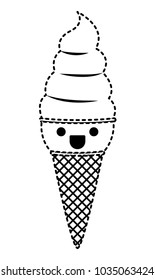 delicious ice cream kawaii character