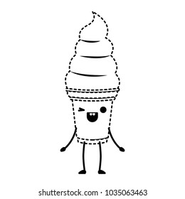 delicious ice cream kawaii character