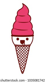delicious ice cream kawaii character