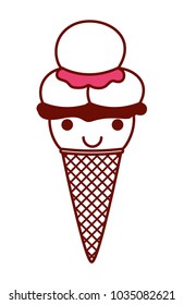 delicious ice cream kawaii character
