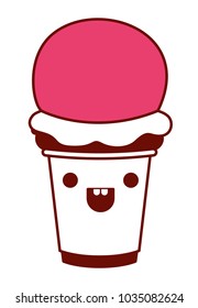 delicious ice cream kawaii character
