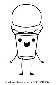 delicious ice cream kawaii character