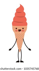 delicious ice cream kawaii character