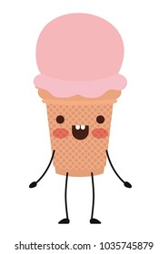delicious ice cream kawaii character