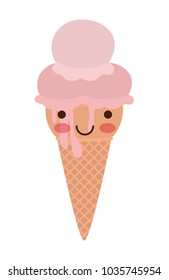 delicious ice cream kawaii character