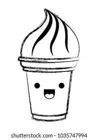 delicious ice cream kawaii character