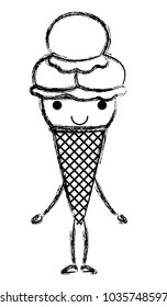 delicious ice cream kawaii character