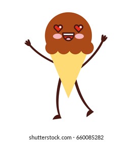 delicious ice cream kawaii character