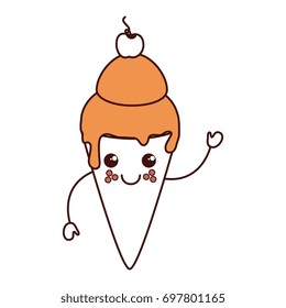 delicious ice cream kawaii character