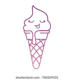 delicious ice cream kawaii character