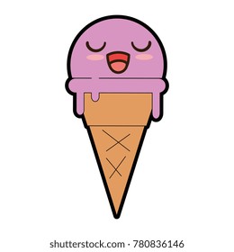 delicious ice cream kawaii character