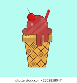 Delicious ice cream with lychees on top