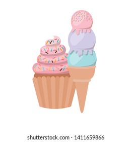 delicious ice cream on white background