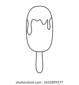 Delicious ice cream popsicle dripping with creamy topping captured in a minimalist design for summer enjoyment