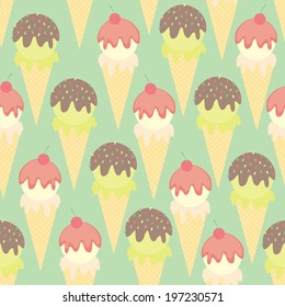 Delicious ice cream seamless pattern