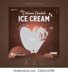 Delicious ice cream social media post design template. Restaurant social media banner. Ice cream banner or poster. Fast food social media post design vector. Delicious Ice cream social media marketing