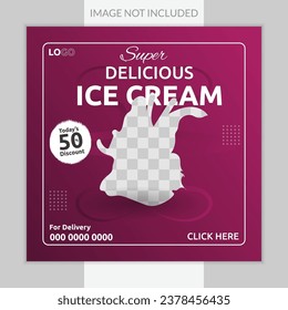 Delicious ice cream social media post and Special chocolate ice cream template design