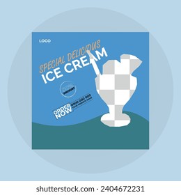Delicious ice cream social media banner post and Special chocolate ice cream template design