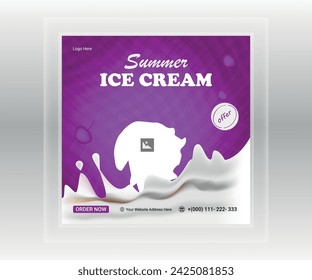 Delicious ice cream social media banner and instagram post template.