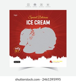 Delicious Ice Cream  social media post design Ice cream banner template 