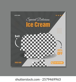 Delicious ice cream Social media Post design template