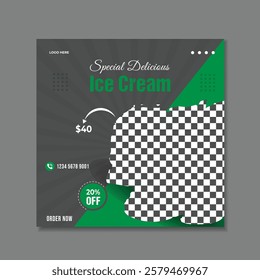 Delicious ice cream Social media Post design template
