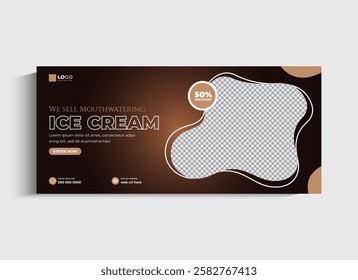 Delicious ice cream social media cover and web banner template