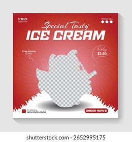 Delicious ice cream social media banner post and Special chocolate ice cream template design