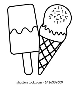 delicious ice cream with stick and cone