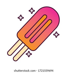 delicious ice cream stick detailed style icon vector illustration design