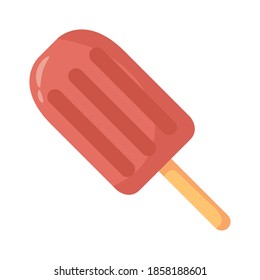 delicious ice cream in stick flat style icon vector illustration design